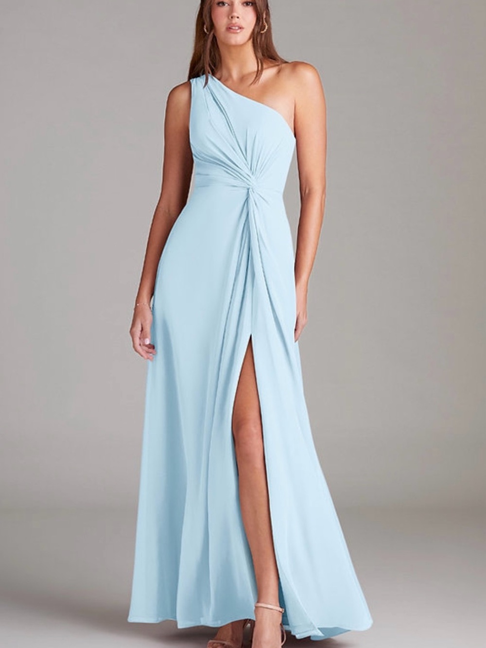 Azazie Light Blue One-Shoulder Evening Gown